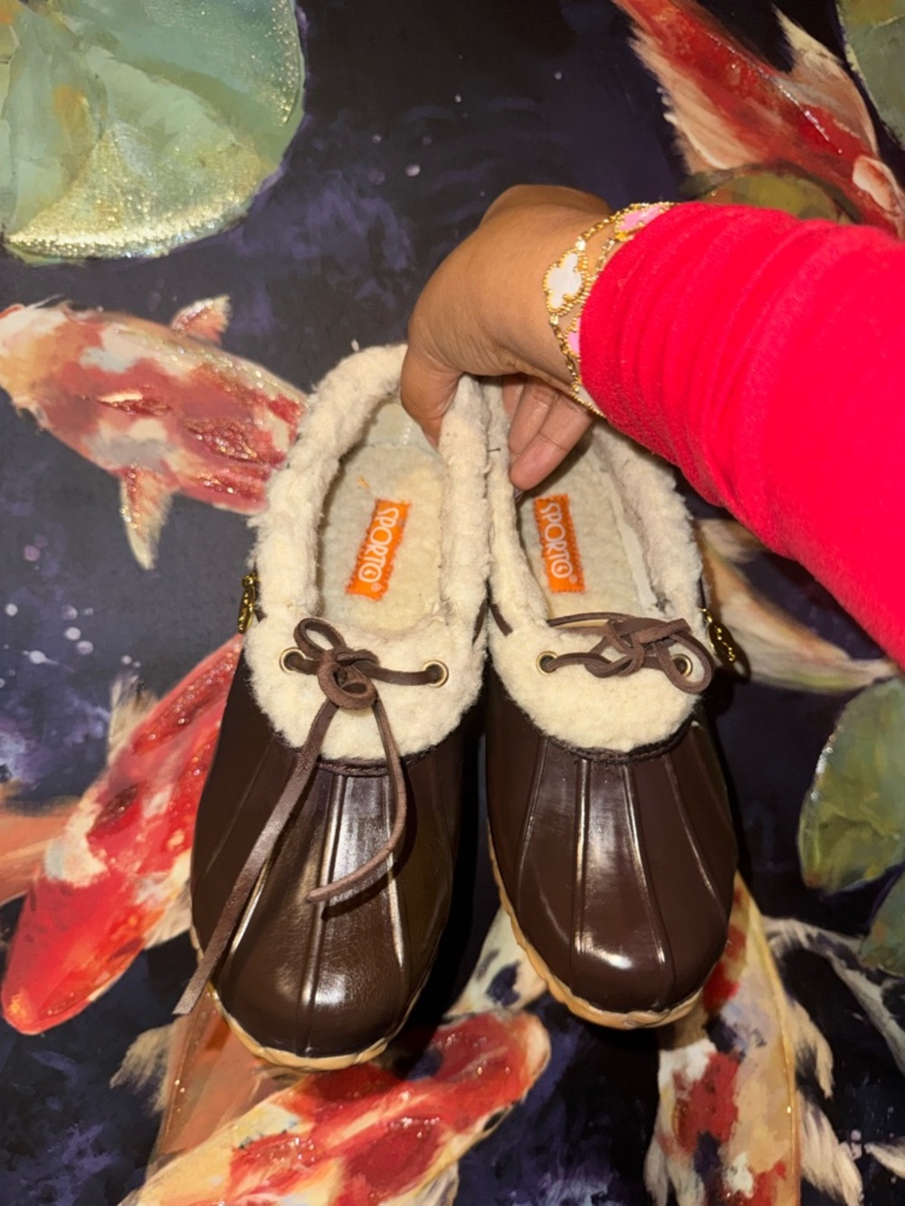 Sporto Brown Faux-Shearling Duck Shoes